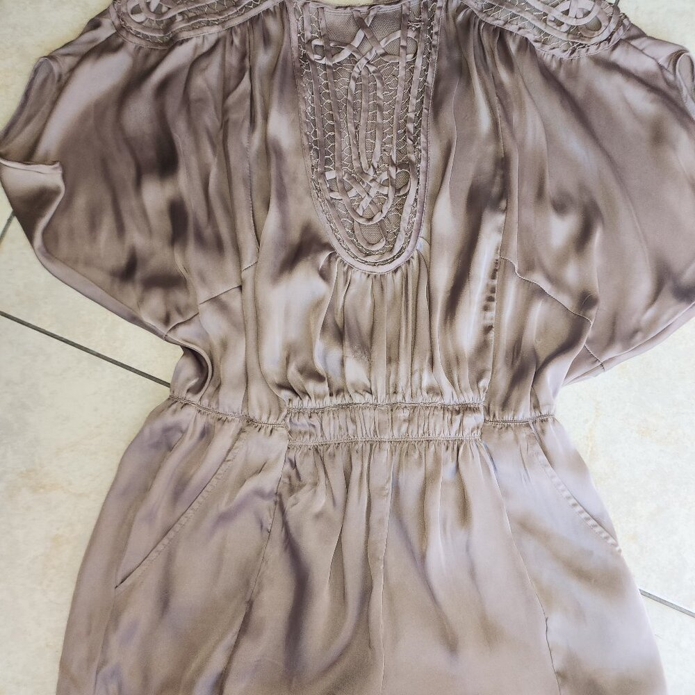 Green olive satin Romper